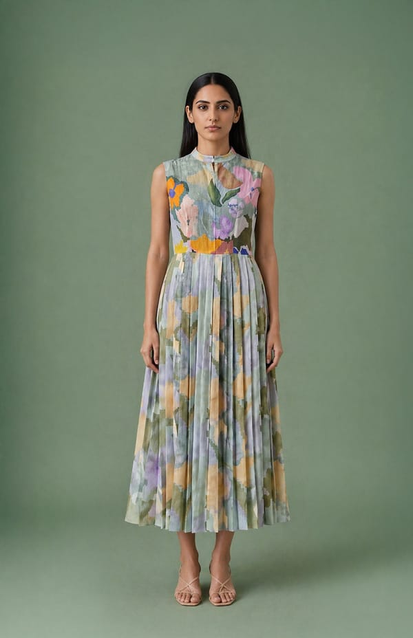 Ikat Pleated Dress — CLOS