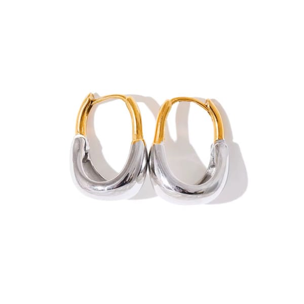 18K GoldPlated Two-Tone Huggie Hoop Earring,Nyla — Inaya Accessories