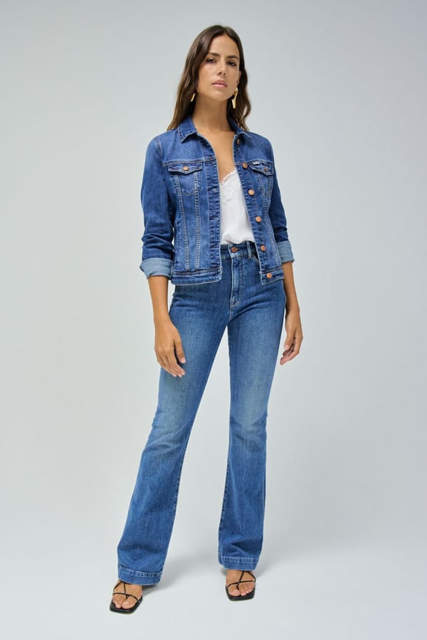 Dark Wash Slim Fit Denim Jacket with Button Front — SALSA JEANS