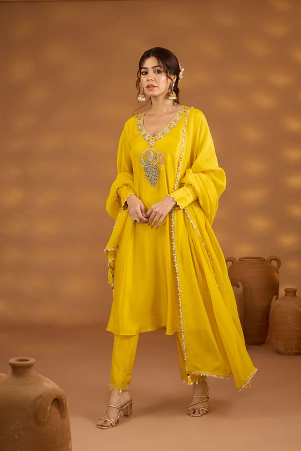 Sunehri Mayur bagh suit set — ISHA GUPTA TAYAL