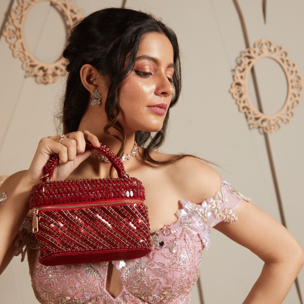 Laura Pearl Red Cube Bag — Forever Noor
