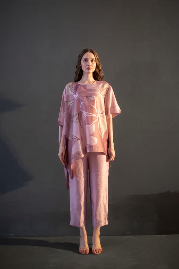 Mauve Pink One Side Kaftan Sleeve Set — CLOS