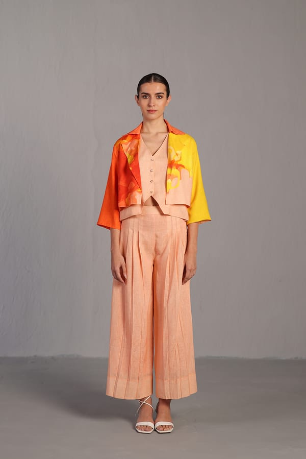 Diffuse Bright Orange And Yellow Jacket Set — CLOS