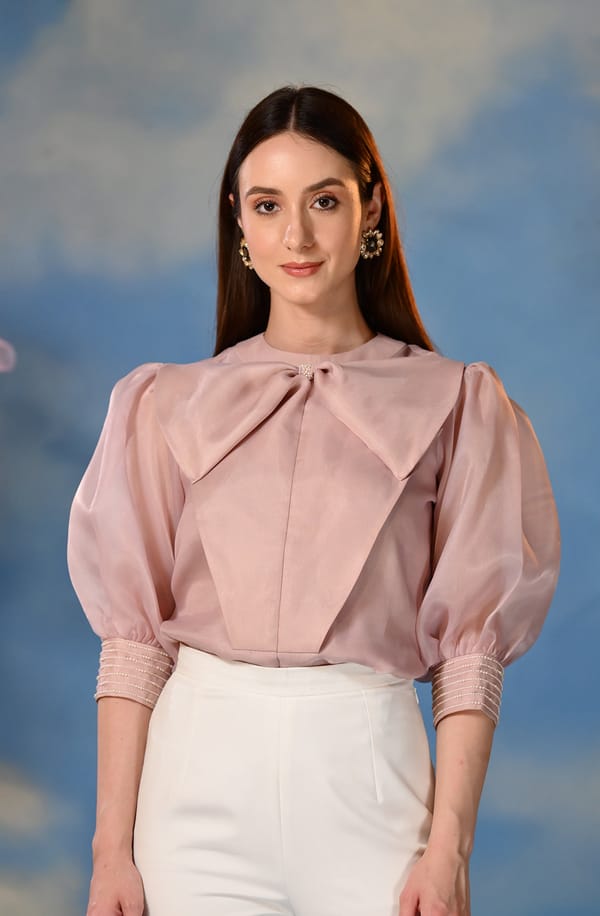 Soft Pink Embroidered Top — OMBRELLO