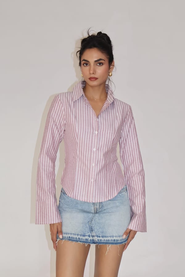 Brown Striped Fitted Shirt � Iris — Select Staples