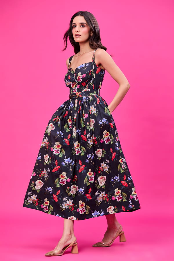 Midi Floral Dress — REVIKA AGGARWAL