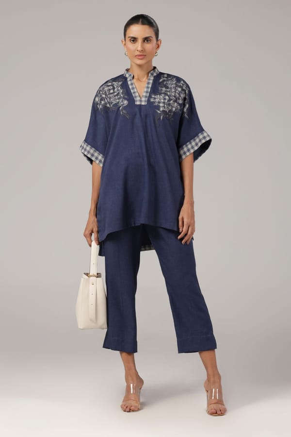Indigo Embroidered Co-ord Set — Truly SMA