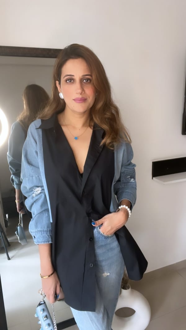Denim Patch Poplin Shirt — CLOSET AFFAIR