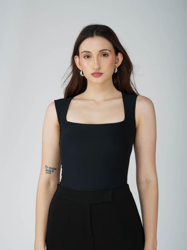 Black Square Neck Bodysuit-Echo Bodysuit (Onyx) — Select Staples