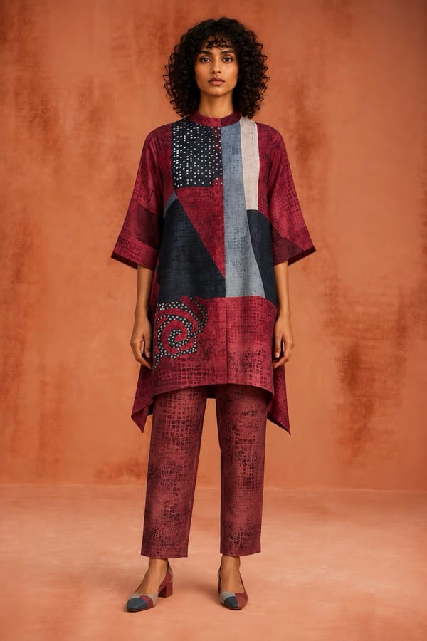 Kaleido Asymmetric Kurta Set — CLOS
