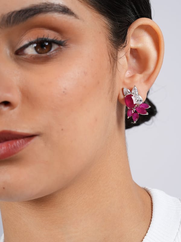 Red Petal Stud Earrings — Cao Jewellery