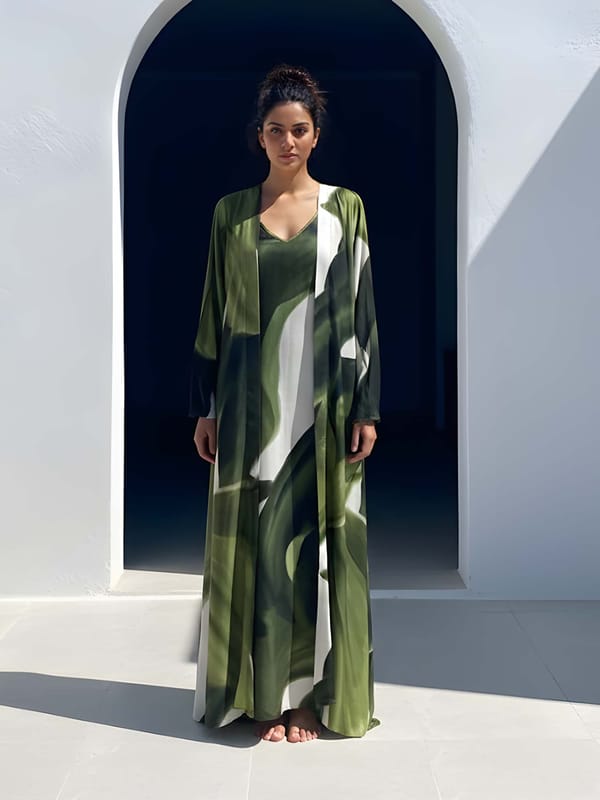 Jade Printed Maxi Slip Dress With Cape Copy — POPPI