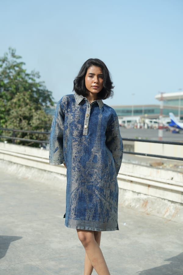 Denim Metallic Paris Shirt Dress — Cloth Haus