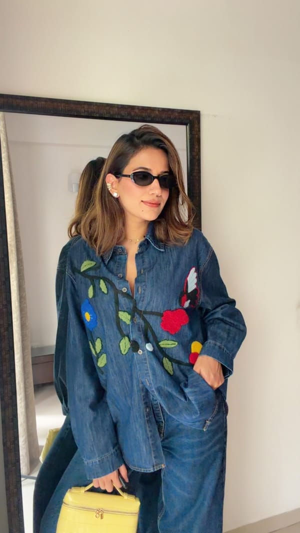 Botanical Emb Denim Shirt — CLOSET AFFAIR