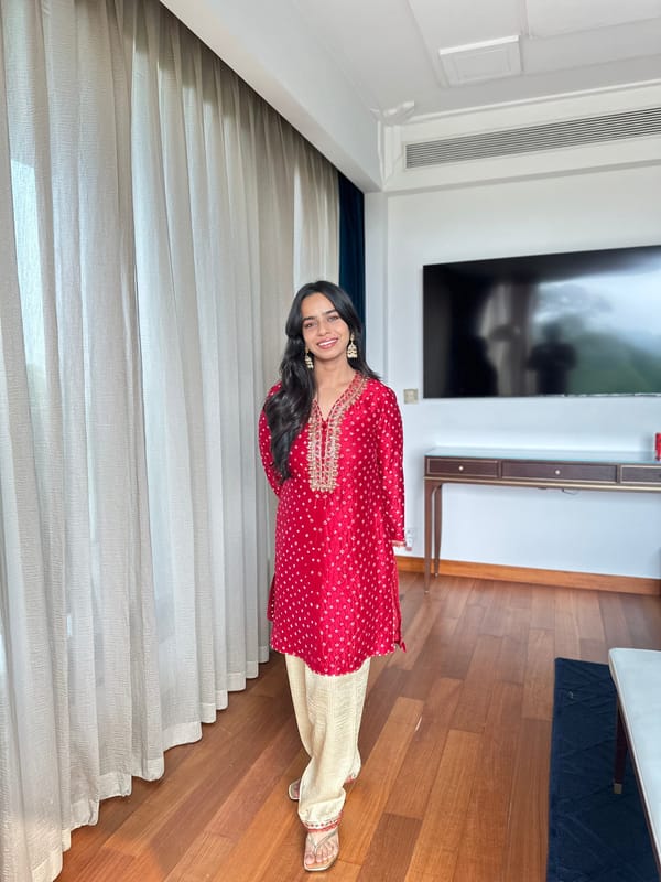 Crimson Bandhani Salwar Set — KAPAAS