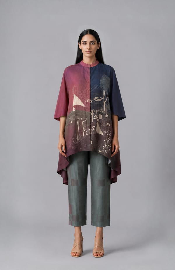 Multicolour Printed Tunic and Pants Co-ord Set — CLOS