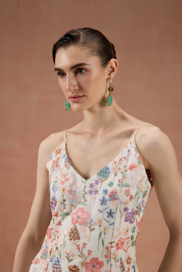 Ivory Floral Flared Dress — Label IRIS