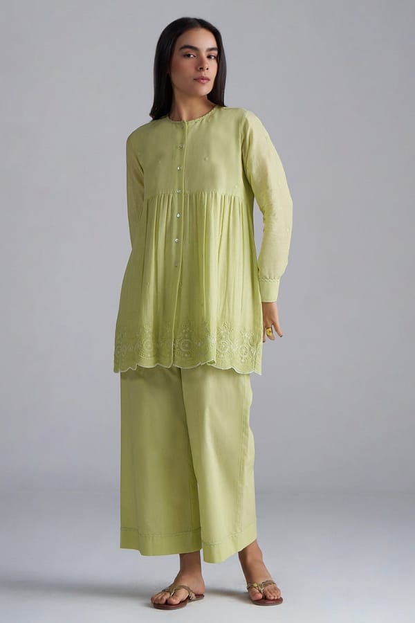 Fresh Mint Green Mul-Mul Co-ord Set — Ganga Fashions Pvt Ltd