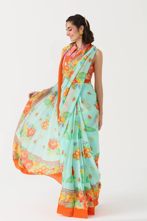 Dil Sari - Mint Cooler — Jungle Marigold