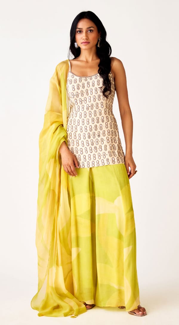 Yellow Organza Embroidered Suit Set — Basanti Kapde aur Koffee