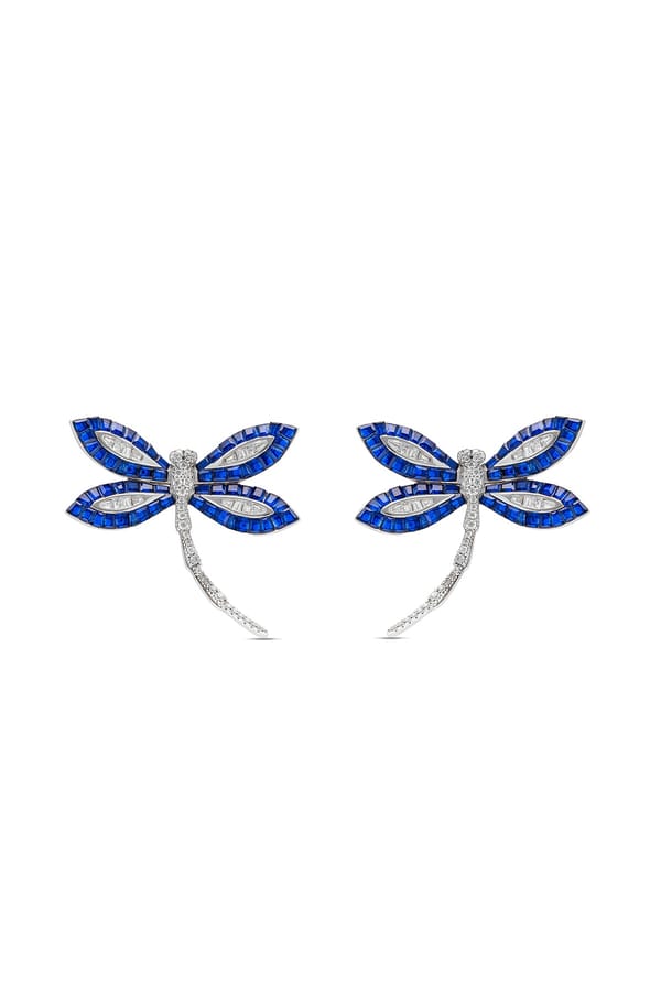 Blue Sapphire Woodland Dragonfly Studs Earrings — Miss Jo