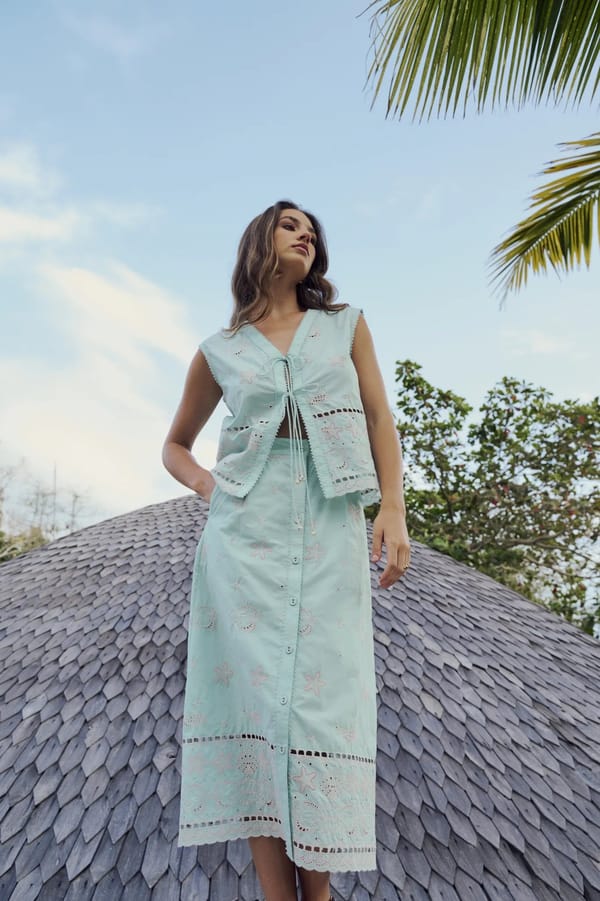 Kaia Skirt - Aqua — SHOP NOIB