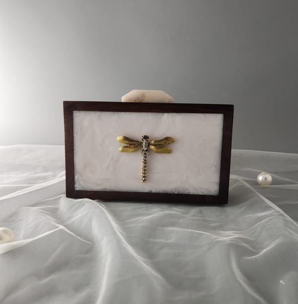 Dragonfly Wooden And Resin Bag — Adwita