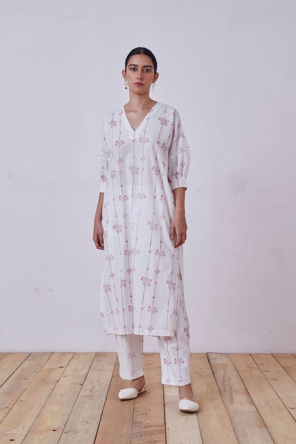 Ratan Red Hand Printed Tunic — The Summer House