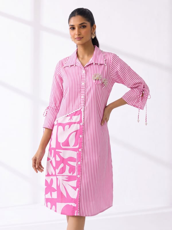 Pink White Popcorn Dress — SURABHI ARYA