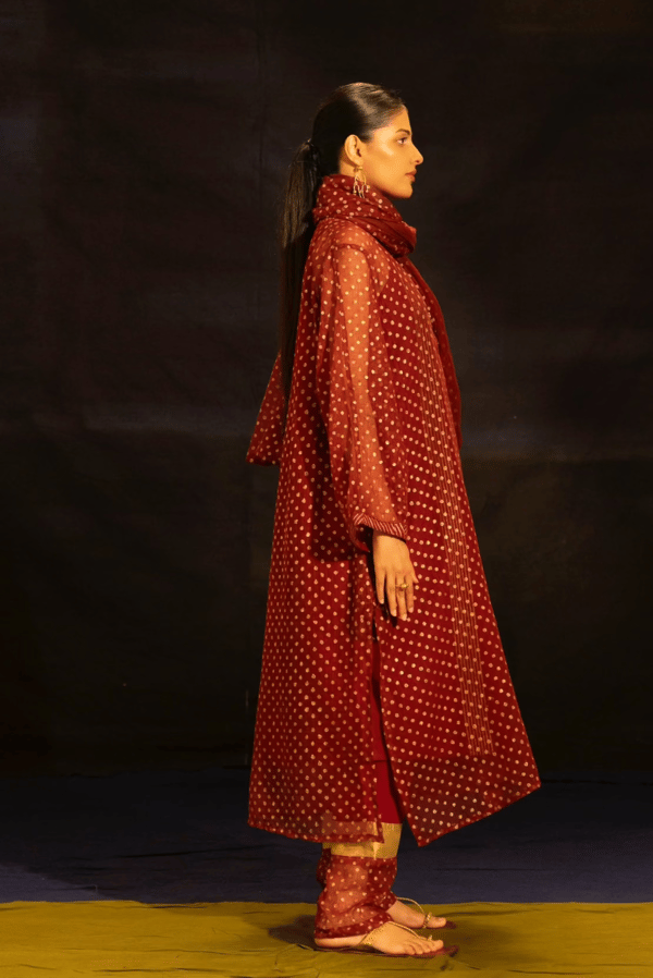 Illume Rivet Maroon Kota Kurta Pants Set (Set of 2) — Banana Labs