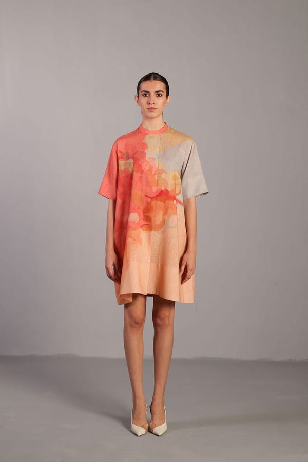 Diffuse Peach & Grey Short Dress — CLOS