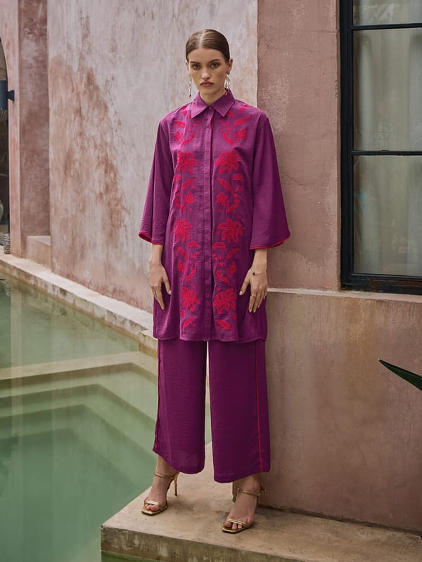 Dahlia Crepe Embroidered Co-Ord Set — HOUSE OF FETT