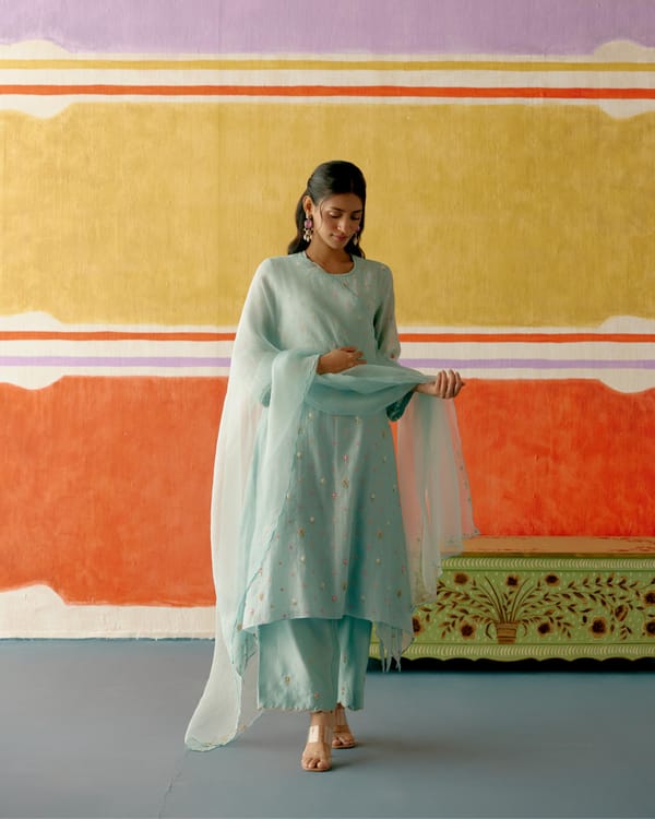 Neelam Frill Long Kurta Set — KAPAAS