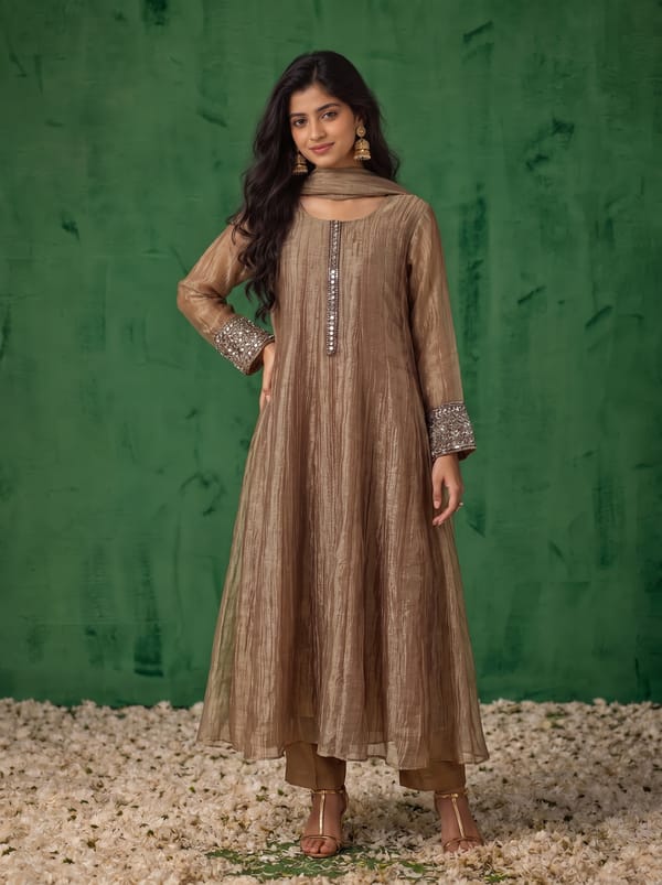 Brown Zarelle Embellished Suit Set — ODRA
