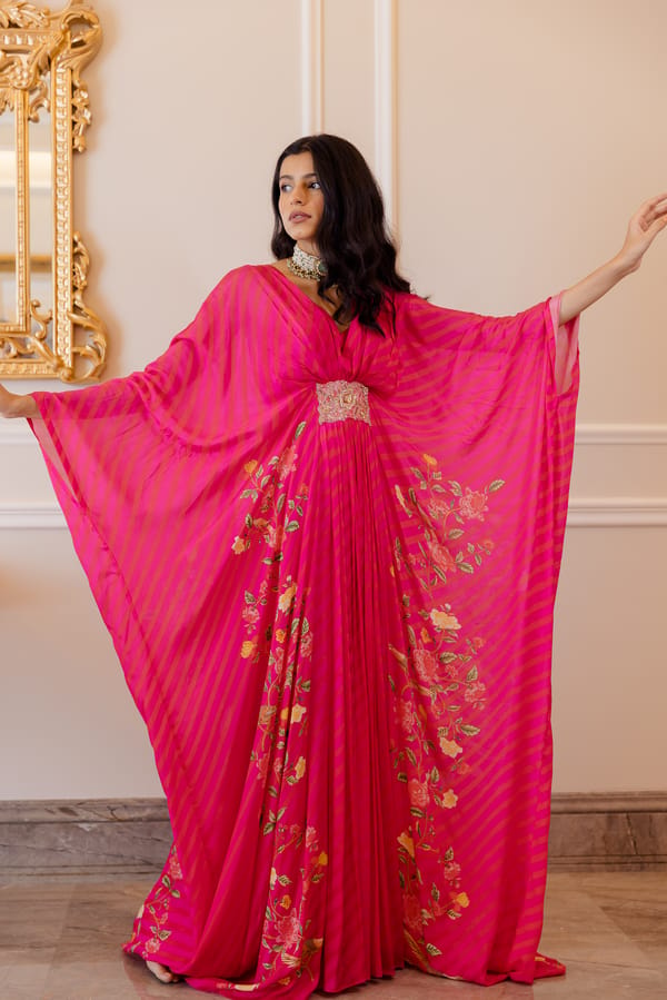 Hazel Kaftan - Rani Pink Floral — Paulmi and Harsh