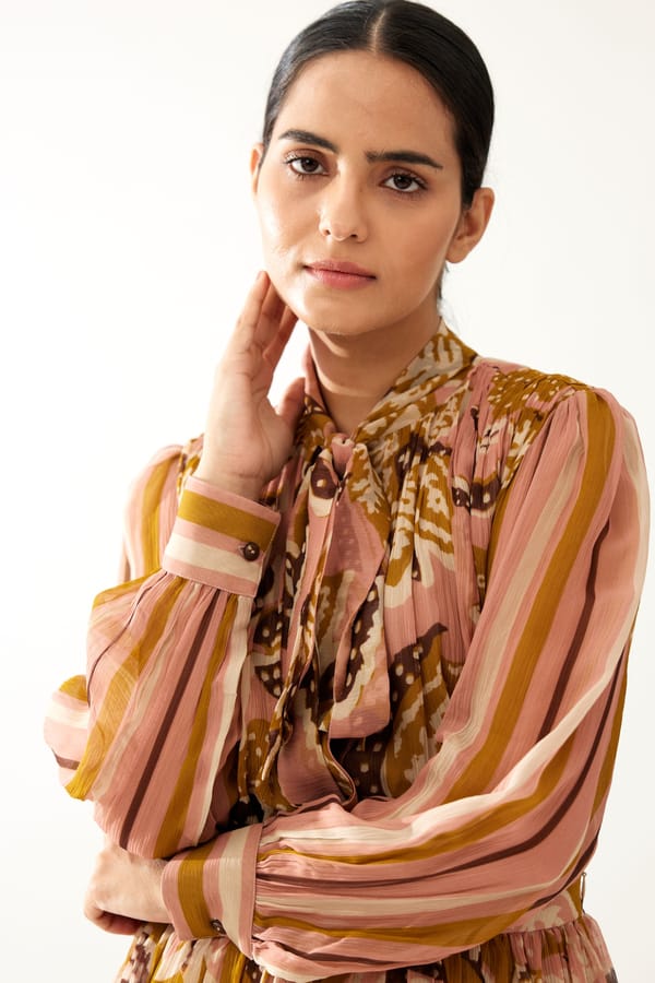 Pink And Mustard Floral Top — KoAi