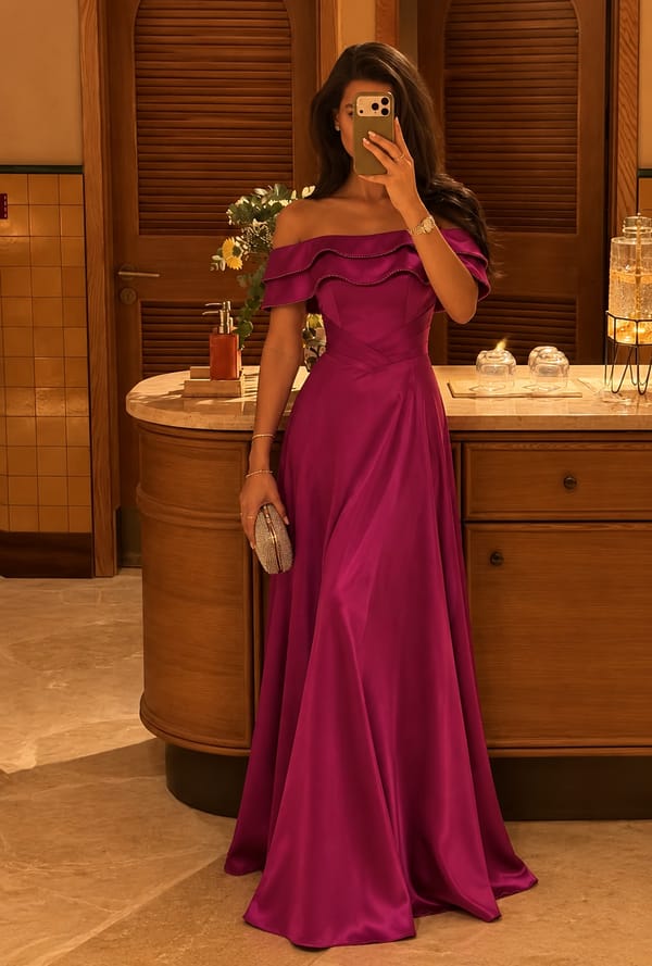 Off-Shoulder Layered Gown — Sibel Aydin