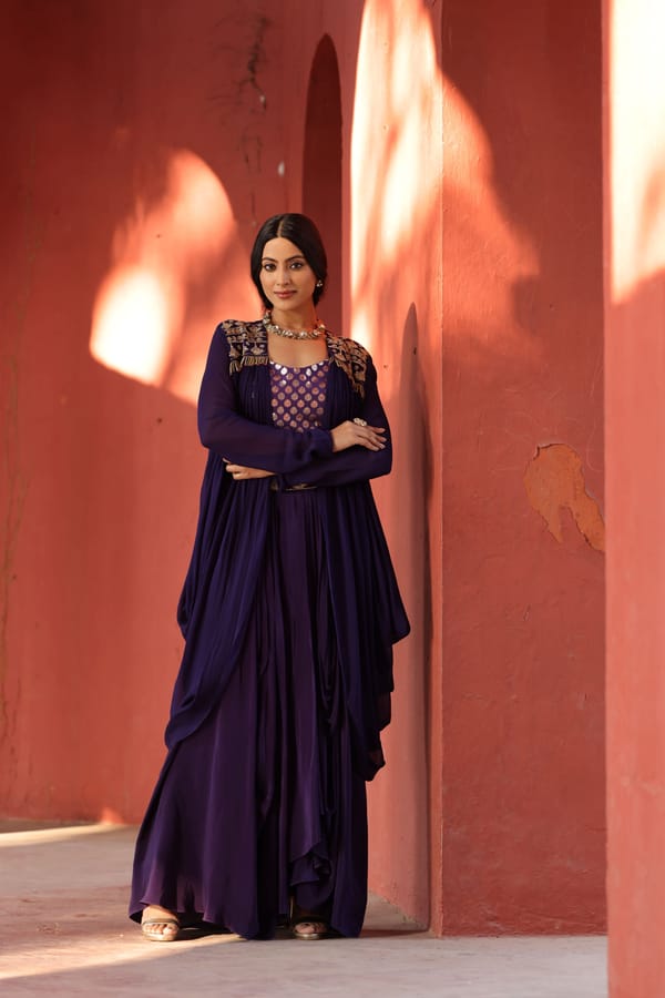 Purple Chanderi Dhoti Set — Kahani Lush