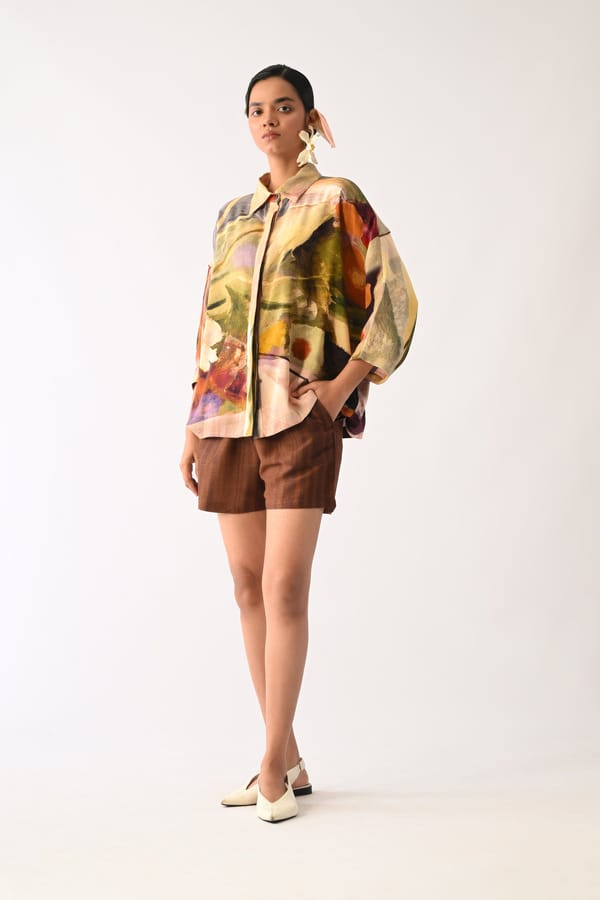 Brown Stripes Shorts — Ofrida