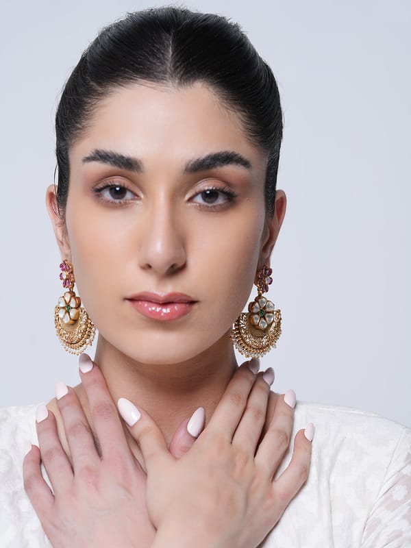Antique Pink White Earrings — Cao Jewellery