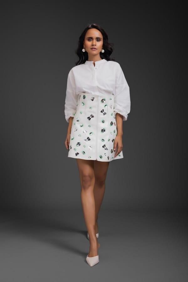 Cotton Shirt With Corset Skirt — Deepika Arora