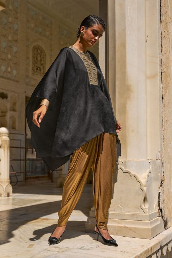 Gold Metallic Draped Dhoti Pant — Dash and Dot