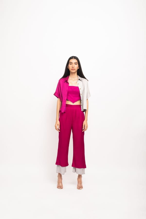 Wine Grey Colorblock 3-Piece Co-ord Set — Neora