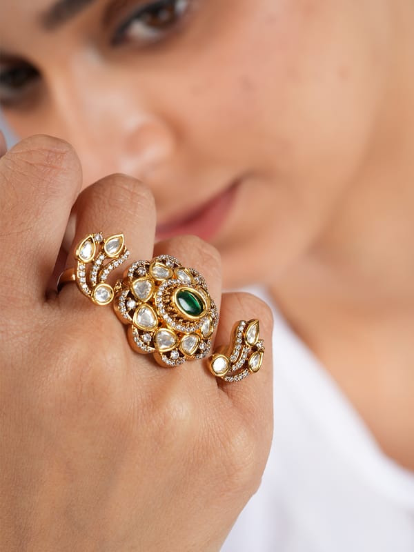 Emerald Polki Ring — Cao Jewellery