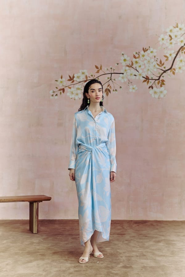 Aqua Bloom Tie-Up Set — HOUSE OF HEATHER