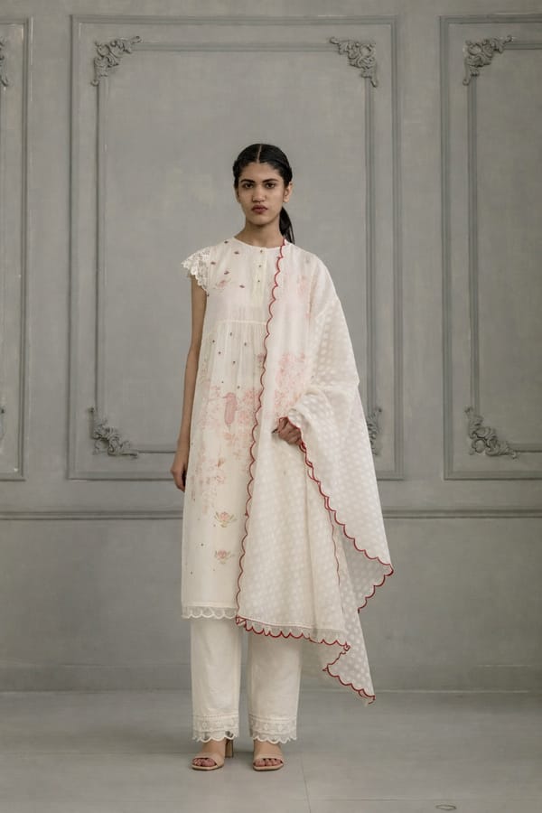 Tunic Set With Silk Chanderi Pants And Dupatta — Arcvsh Pallavi Singh