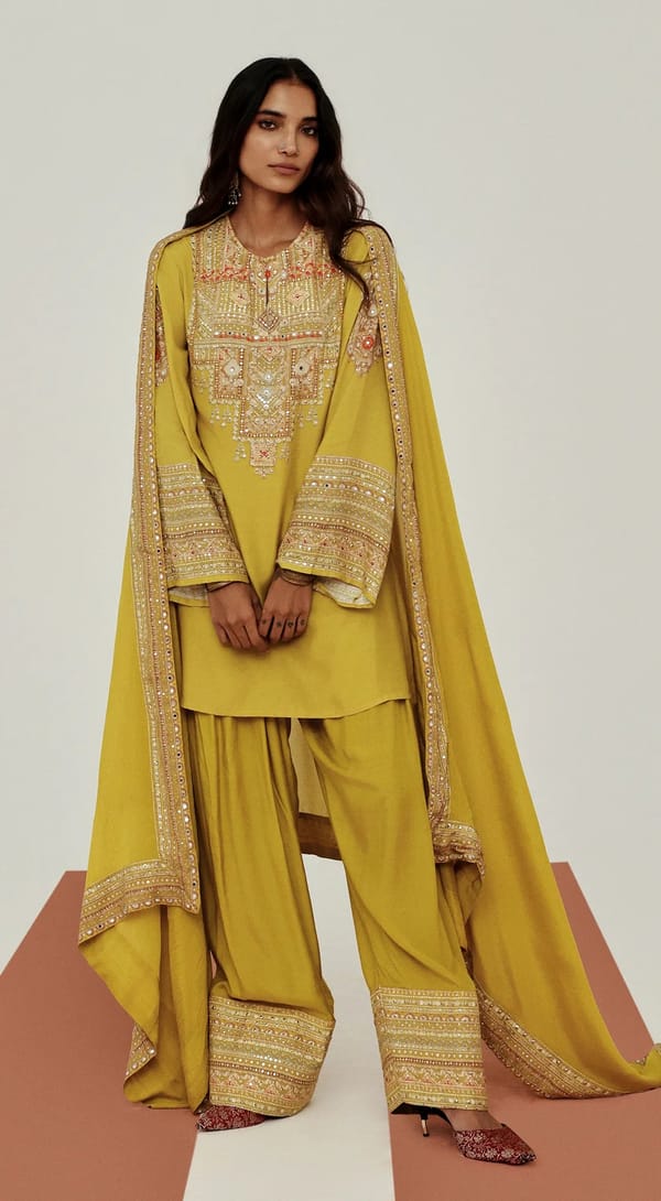 The Archival Ochre Suit Set — Basanti Kapde aur Koffee