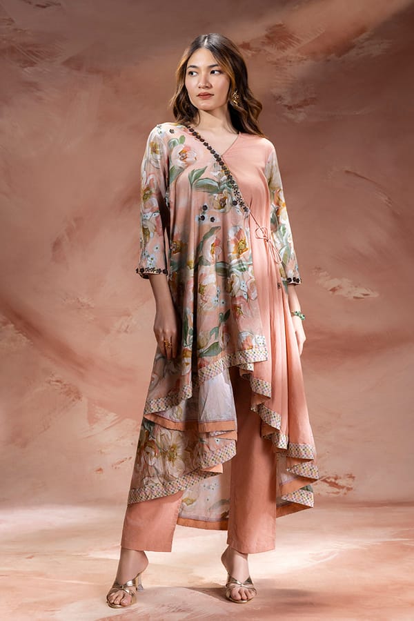 Zeya Embellished Asymmetric Tunic And Pants — SOUP by Sougat Paul