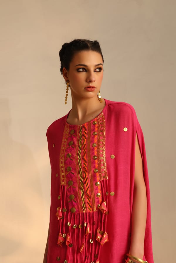 Pink Kimono Top and Draped Maxi Skirt Co-ord Set — EnEch
