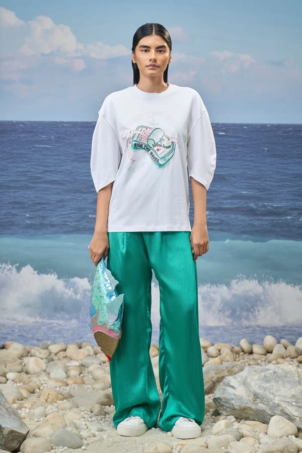 Printed Oversized Top Cotton Jersey - White — Genes Lecoanet Hemant
